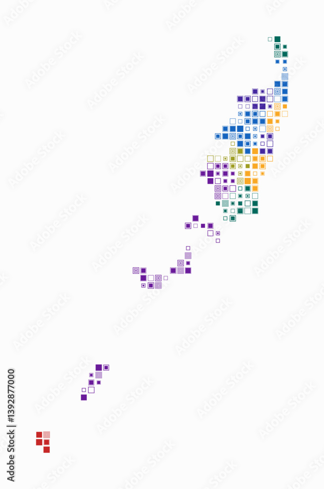 Poster palau, shape of the country build of colored cells. digital style map of the palau on white backgrou