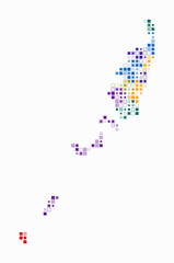 Palau, shape of the country built of colored cells. Digital style map of Palau on white background. Small size square blocks. Vibrant vector illustration.