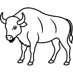 Minimalist Bison Line Art Vector Design
