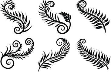 fern leaf swirl silhouette set © Rani
