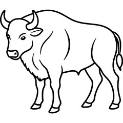 Minimalist Bison Line Art Vector Design