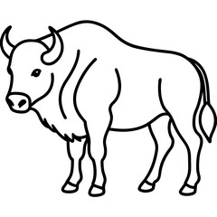 Minimalist Bison Line Art Vector Design