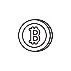 Bitcoin symbol within a round coin shape, representing the digital cryptocurrency.
