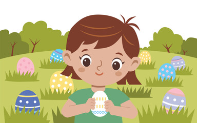 Girl Enjoying Easter Egg Hunt