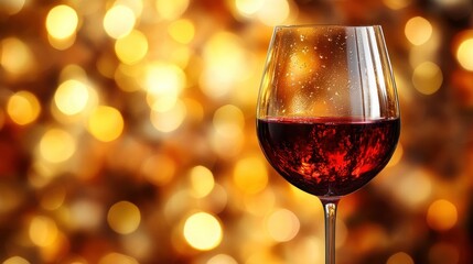 Red wine glass, festive background