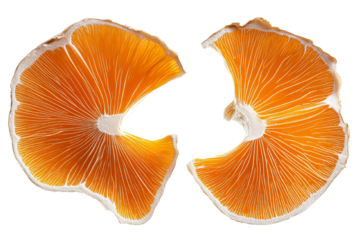 Close up shot of freshly sliced ginger root with precisely cut edges showcasing the vibrant golden orange hues and intricate geometric patterns within the cross section of this aromatic