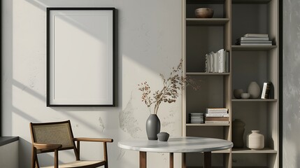 Obraz premium Beautiful Apartment, Sofa, Chair, Dining Table wall Mockup Interior design of modern living room