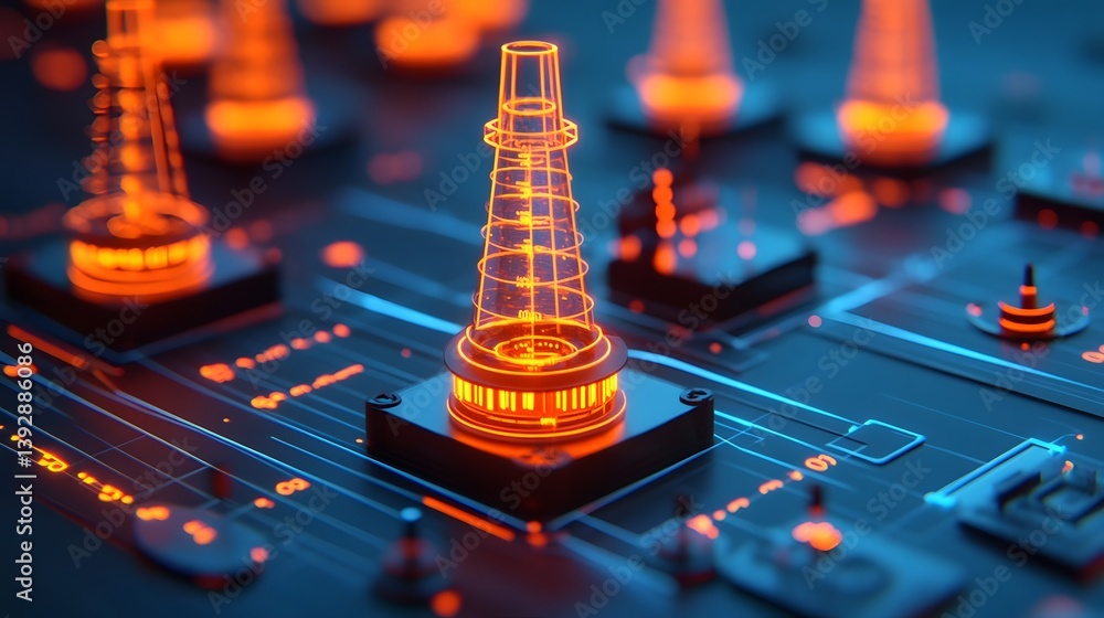 Aufkleber futuristic holographic interface displaying global oil consumption data analytics