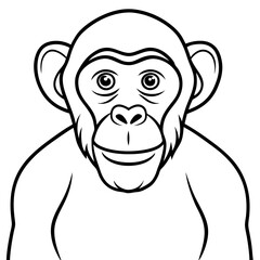 Minimalist Chimpanzee Line Art Vector