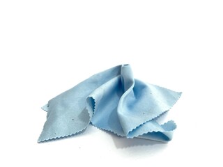 Blue microfiber cleaning cloth isolated on white background. Ideal for cleaning lenses, glasses, screens, and electronics. Soft texture, reusable, and non-scratch material