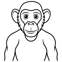 Minimalist Chimpanzee Line Art Vector