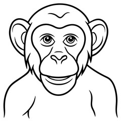 Minimalist Chimpanzee Line Art Vector