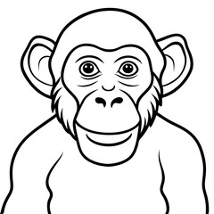 Minimalist Chimpanzee Line Art Vector