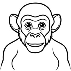 Minimalist Chimpanzee Line Art Vector
