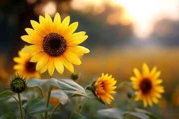 Obraz premium name: dreamy sunflower sunset,