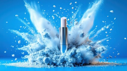 Cosmetic product explodes with a vibrant display of powder