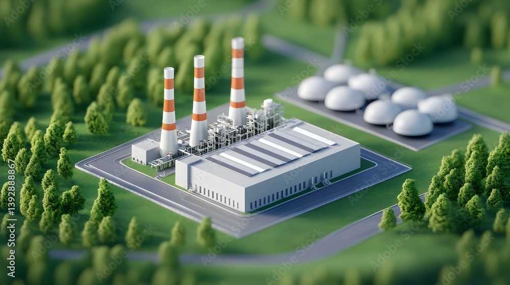 Aufkleber futuristic smart energy refinery utilizing renewable tech and automated systems