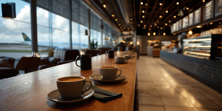 Airport Food Outlets: Culinary Delights and Diverse Dining Options with an Airplane View for Travelers on the Go
