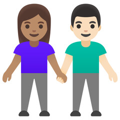 Couple Holding Hands (Woman & Man, Medium & Light Skin Tones)
