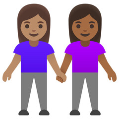 Women Holding Hands (Medium & Dark Skin Tones, Purple Tops)
