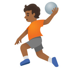 Person Playing Handball (Medium Skin Tone, Orange Shirt)
