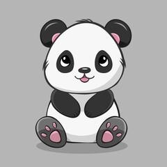 Adorable Cartoon Cute Kawaii Panda Sitting