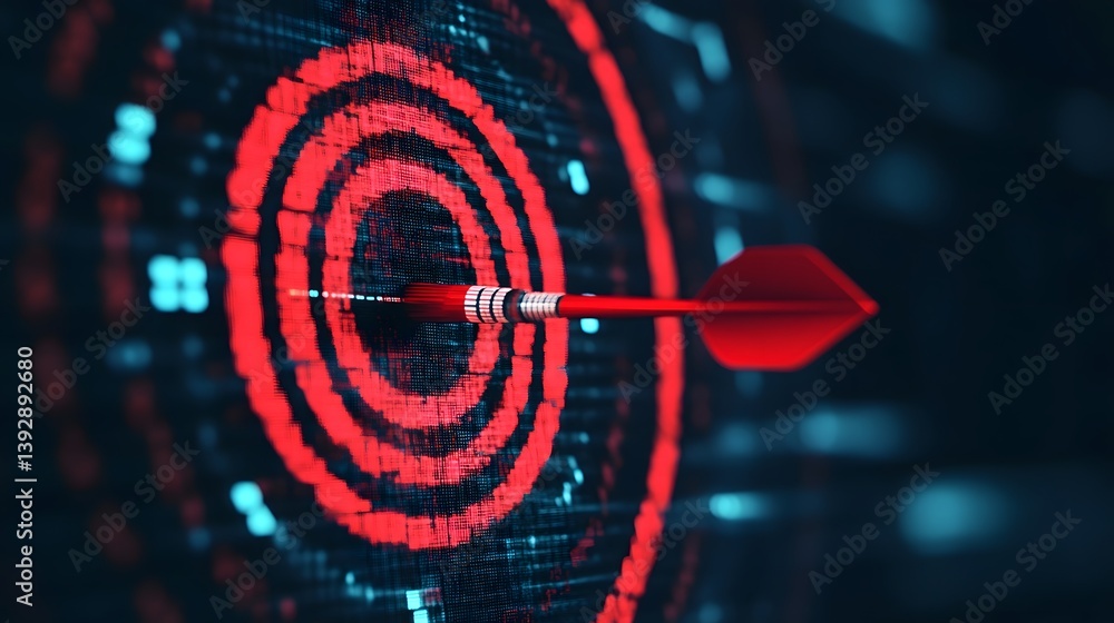 Aufkleber digital interface with dart hitting bullseye symbolizing innovation and business strategy