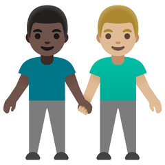 Male Couple Holding Hands Emoji (Dark & Light Skin Tones)

