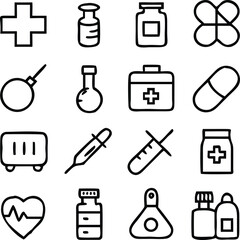 Meds and Treatment Icon Pack Vector | Medicine, Healthcare & Healing Line Icons