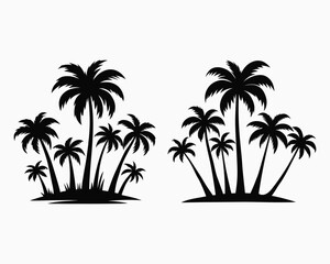 Palm Tree Silhouette Vector Set Icons Isolated