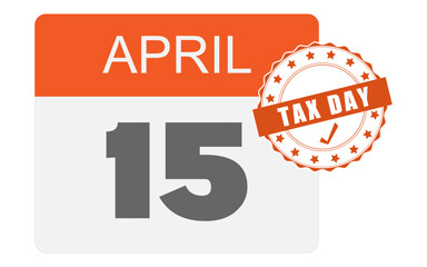 Tax day calendar icon vector stock image, April 15 tax day  image, taxday banner with calendar