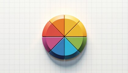 Fototapeta premium Colorful pie chart on a white grid background representing data visualization and analysis