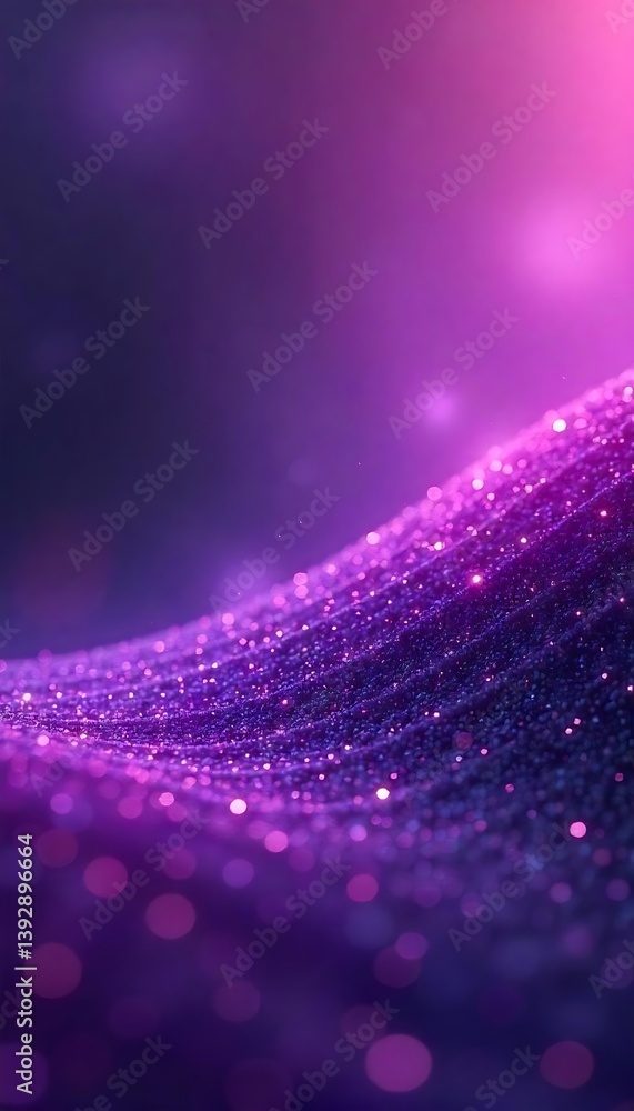 Poster generative ai created an abstract purple glittering wave background