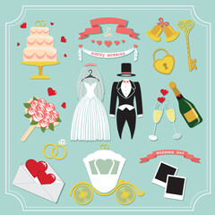 Vintage set for wedding invitation . Cute design elements