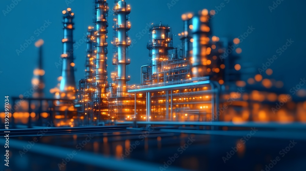 Aufkleber digitally rendered visualization of an advanced industrial refinery for predictive maintenance and o