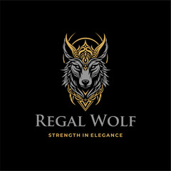 Fototapeta premium Regal Wolf Elegant Monoline Animal Logo