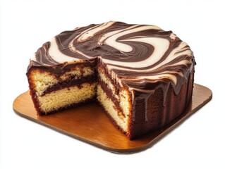 chocolate cake isolated on white