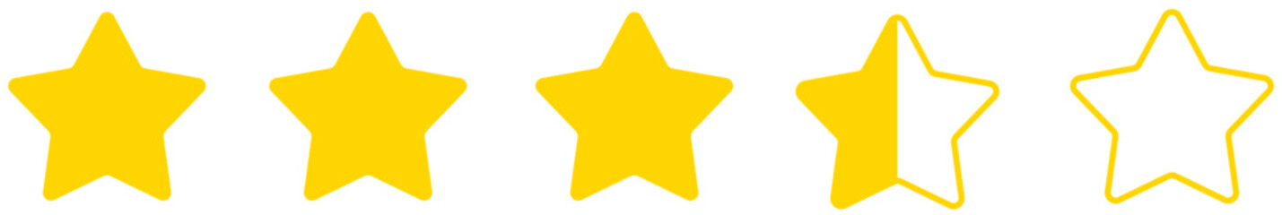 3,5 yellow star rating icon