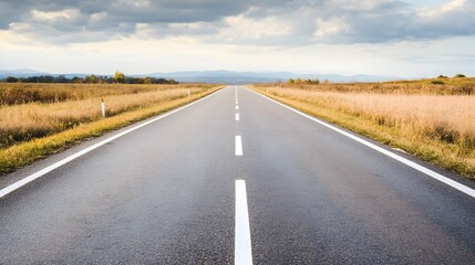 Naklejka premium Endless Road Leading to Open Horizon, Symbolizing Boundless Possibilities