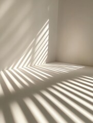 Fototapeta premium Clean modern art featuring cut light strips casting intricate shadows on a white surface