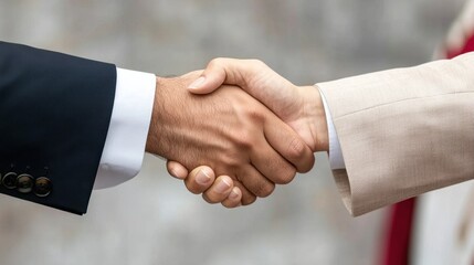 Party members Concept, Close-up of a Handshake Between Leaders Signifying Agreement and Cooperation in a Business Partnership