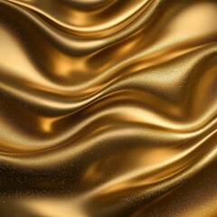 Fototapeta premium A shimmering golden fabric with smooth, flowing waves and a sprinkle of sparkling texture, creating an elegant and luxurious appearance.