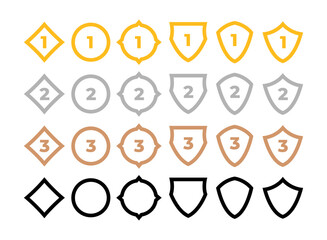 set of flat game icon symbol with gold, silver, bronze rank badge