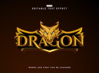 ancient myth dragon with gold luxury fantasy game logo 3d text effect