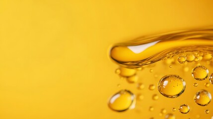 Captivating Flow of Viscous Amber Liquid with Suspended Droplets in Motion