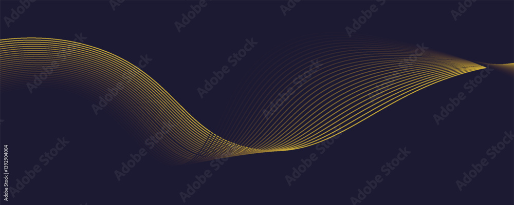 Poster abstract wave background with yellow line color element.