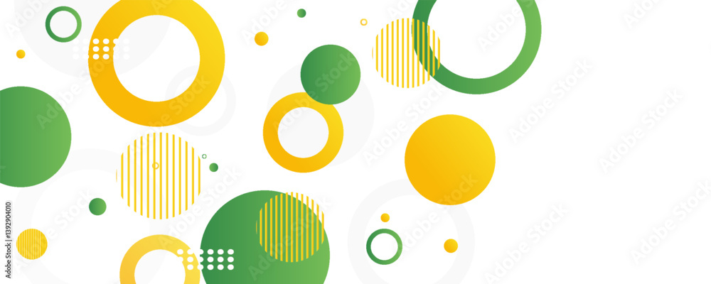Poster green and yellow circle banner background. vector abstract graphic design banner pattern background 