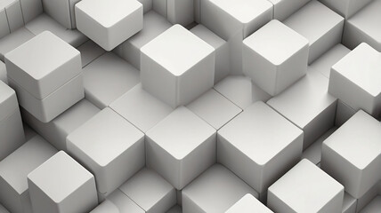 Minimalist 3D Cube Grid Seamless Geometric Pattern in White and Light Gray Tones