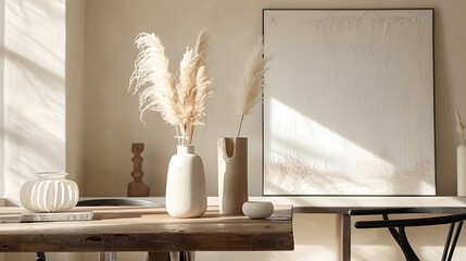 Beautiful Apartment, Sofa, Chair, Dining Table wall Mockup Interior design of modern living room