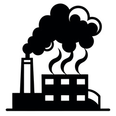 black and white factory smoke stack icons